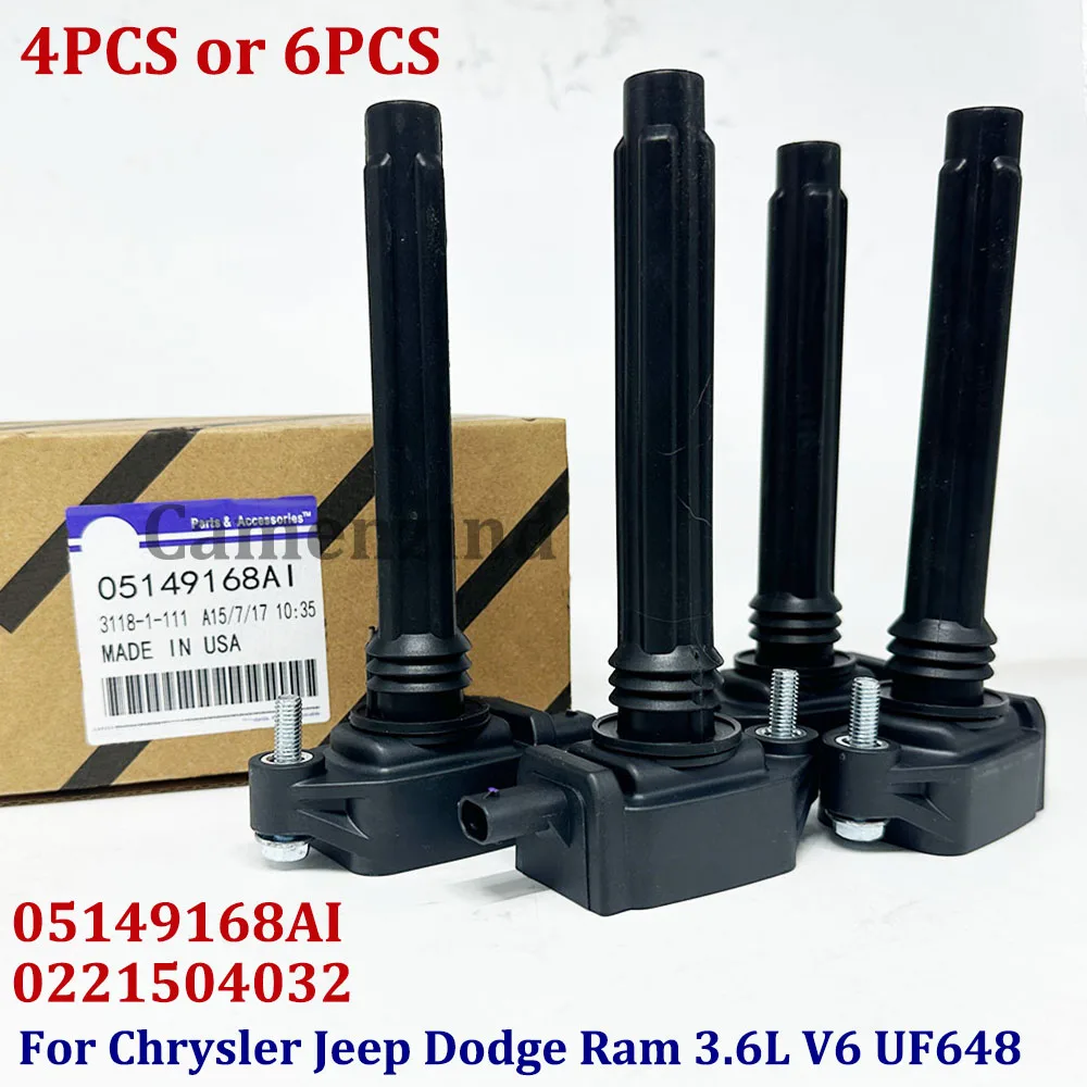 

4/6Pcs Ignition Coils OEM 05149168AI 55000827AB 5149168AI 0221504032 UF648 for 2011-2024 Dodge Chrysler RAM Jeep 3.6L V6
