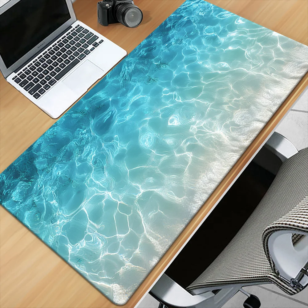 Large Mousepad Stain Computer Ocean Breeze Non-Slip Rubber Desk Mat for Gaming Office Blue Aquatic Design Durable Mouse Pad