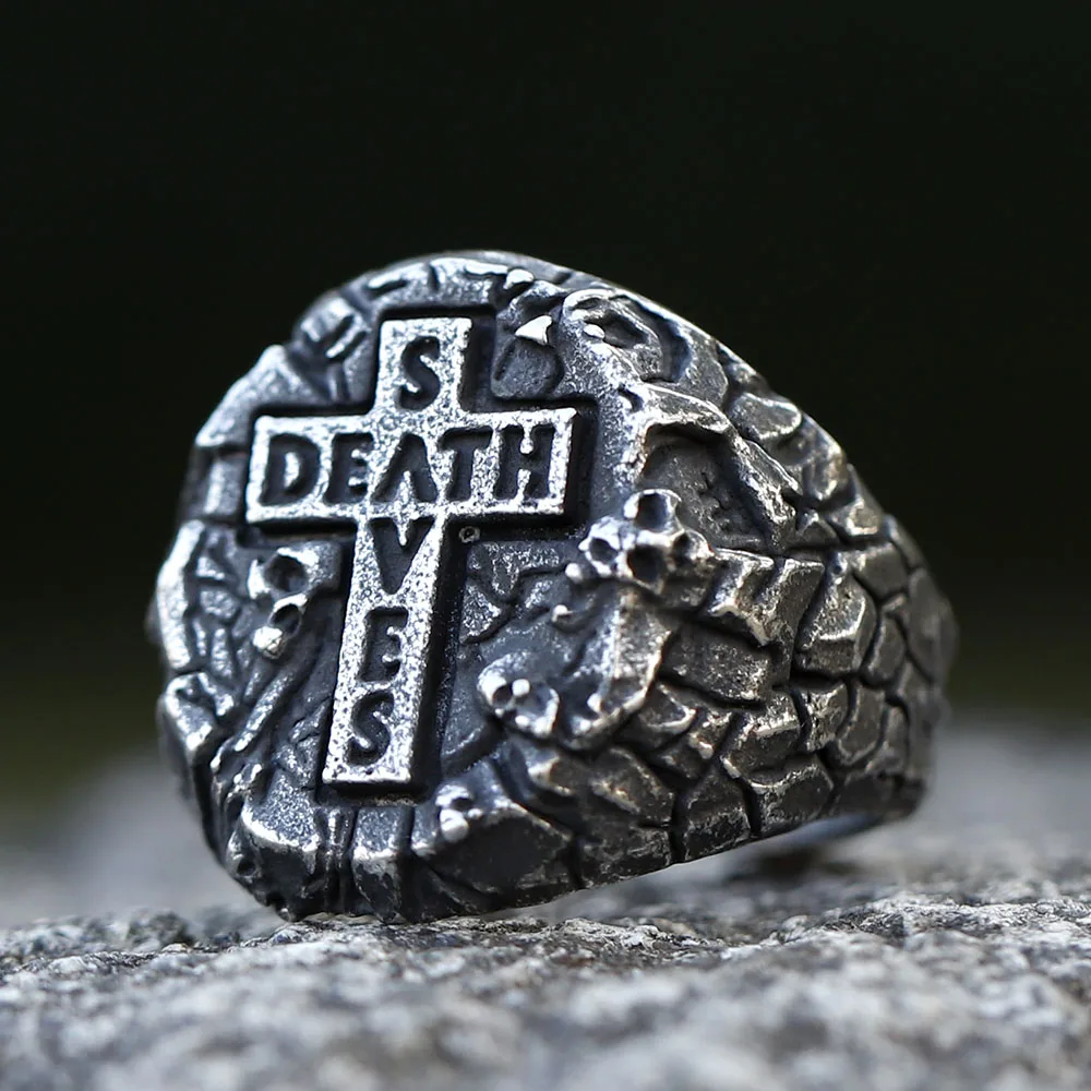 2023 Herren 316l Edelstahl Ring Biker Retro Kreuz Schädel Ring für Herren Mode Chic Phantasie Halloween Schmuck versand kostenfrei