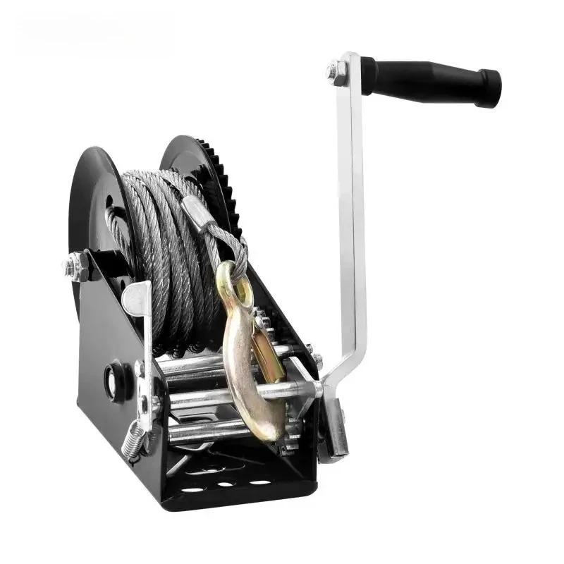 

Hand Winch Rope Crank with 33 ft Steel Wire Cable and Two-Way Ratchet for Trailer Boat or ATV Towing