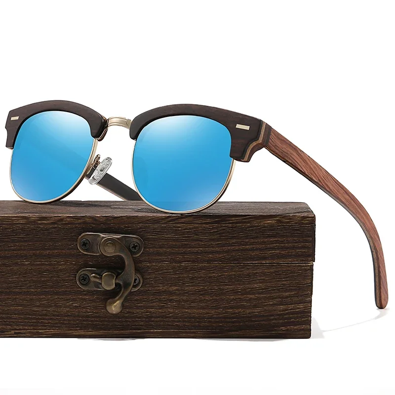 

2023New Style Retro Wood Natural Male Sunglasses Polarized Wooden Spring Hinge UV400 Protection Oculos De Sol Feminino H201