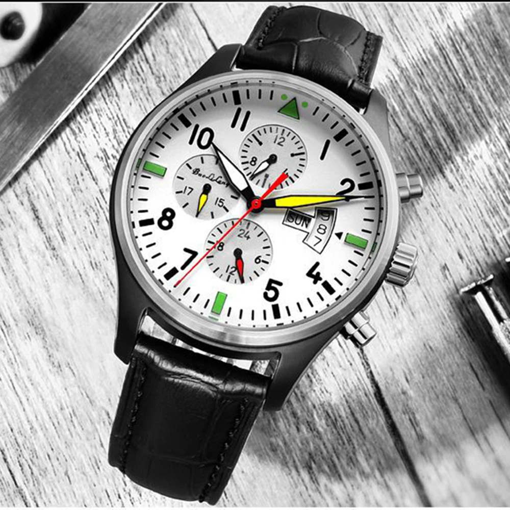 46mm Pilot Watch Men Automatic Self-Wind Mechanical Wristwatches Vintage Military Watches Retro Air Force Clocks BAOLILONG 2023