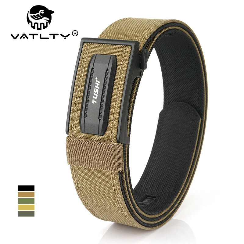 VATLTY Stylish Tactical Belt for Men Metal Automatic Buckle Tight Nylon Military Belt Stiff Work Belt Rigid Casual Girdle Male