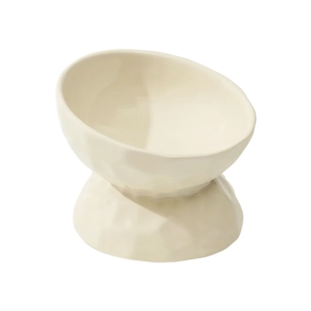 

Ceramic Cat Bowl Slanted/Flat Mouth Creative Pet High Foot Bowl Large Capacity Anti Tipping Pet Drinking Feeder Kitten Puppy