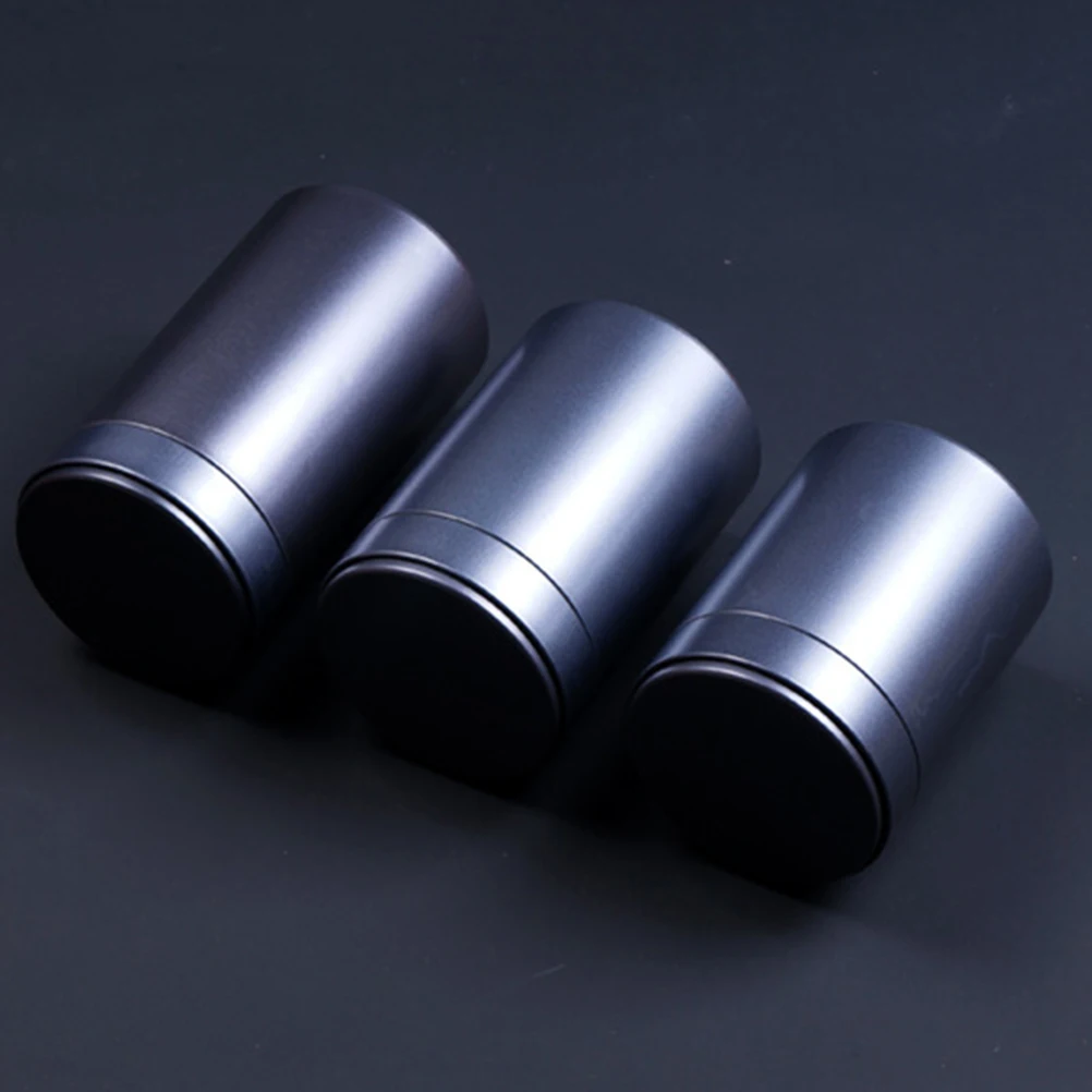 

3Pcs Round Metal Can Sealed Tinplate Storage Jar Portable Tea Container Home Gift Tinplate Canister Black Size 160