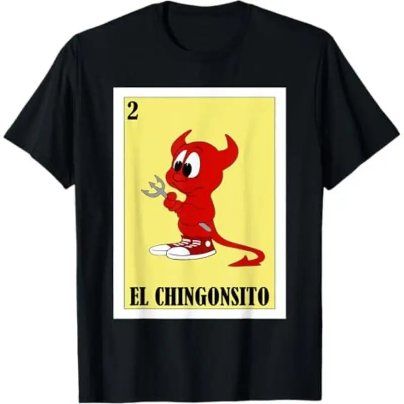 

El Chingonsito T-Shirt for Men La Loteria Devil Card Graphic Tee Funny Hispanic Culture Streetwear Tops