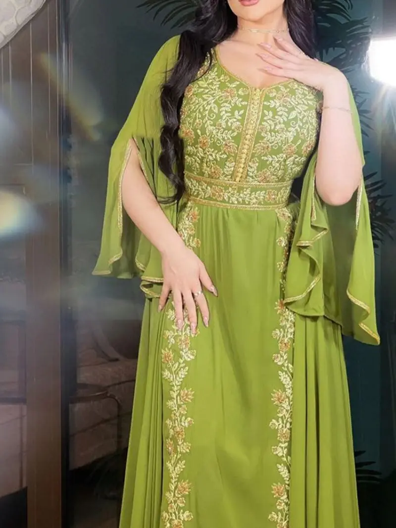 

Spring and summer new women's clothing Middle East embroidered kaftan robe evening dress sexy temperament elegant high-end cloth