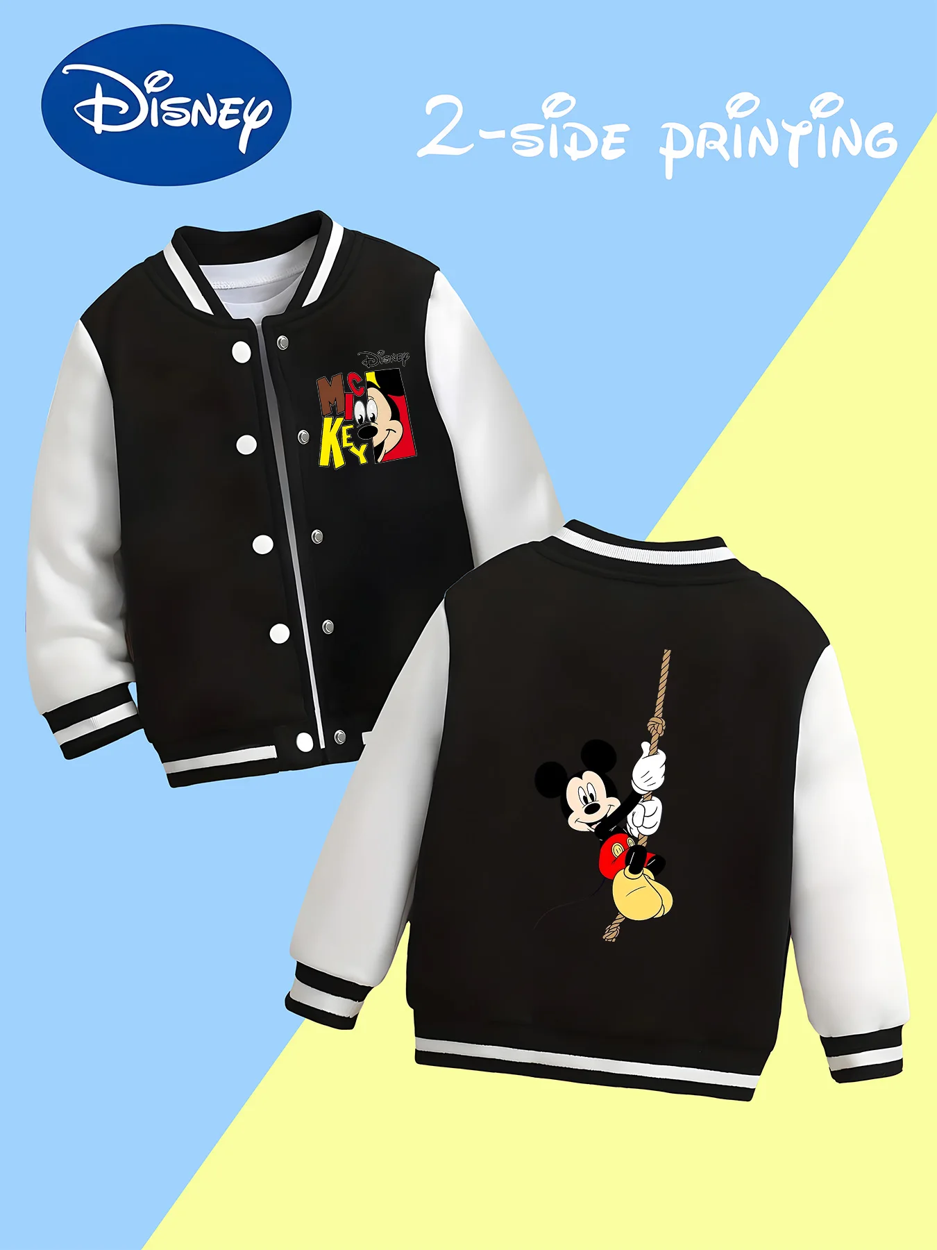 

MINISO Disney Stitch cute boy baseball jacket - double-sided Stitch print, versatile and soft, suitable for school, fashionable