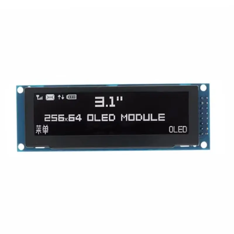 AS95-5Pcs 3.12 Inch OLED Display 256X64 SSD1322 Driver Graphic LCD Module Parallel/SPI Soldering Pin For Arduino/C51 White