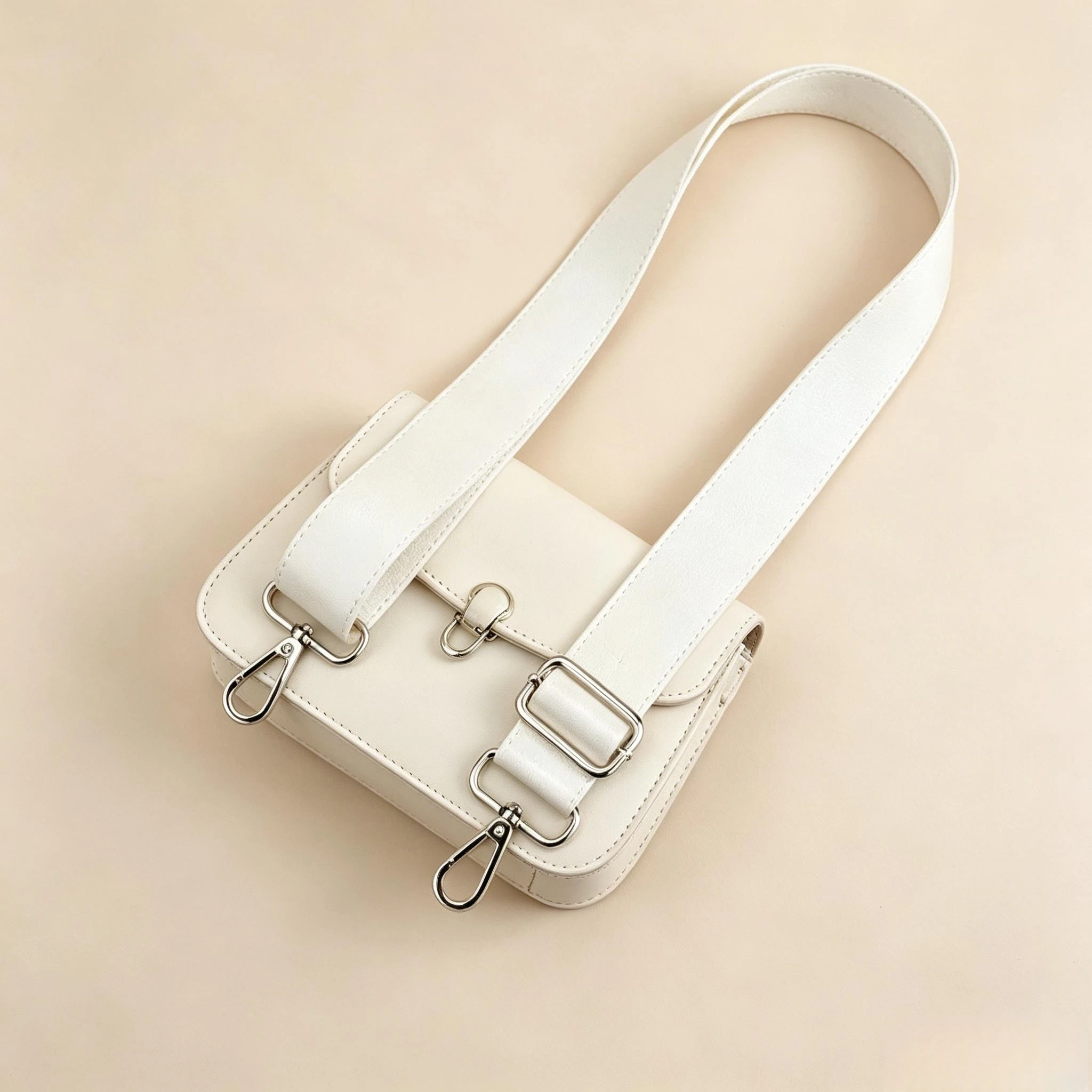 Adjustable White Wide Bag Strap Crossbody Shoulder Belt Replacement for Women Handbag