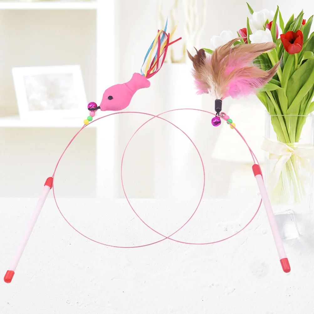 2 PC Cat-human Bonding Toys Kitten Interactive Steel Wire Small Fish Entertainment Funny Colorful