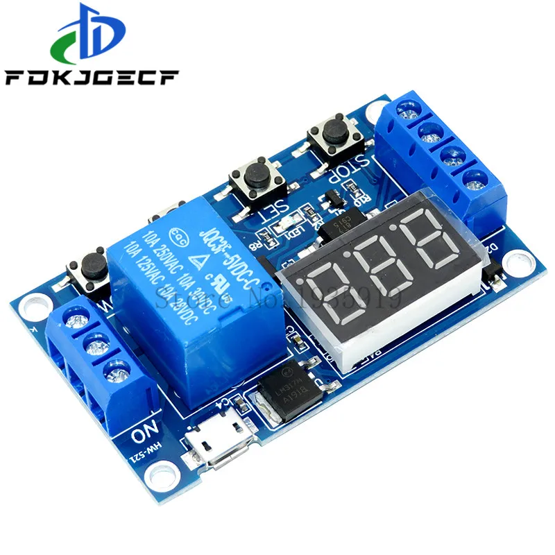 1 Channel 5V Relay 6-30V Relay Module OFF/ON Switch Trigger Time Delay Circuit Timer Cycle 999 minutes Adjustable