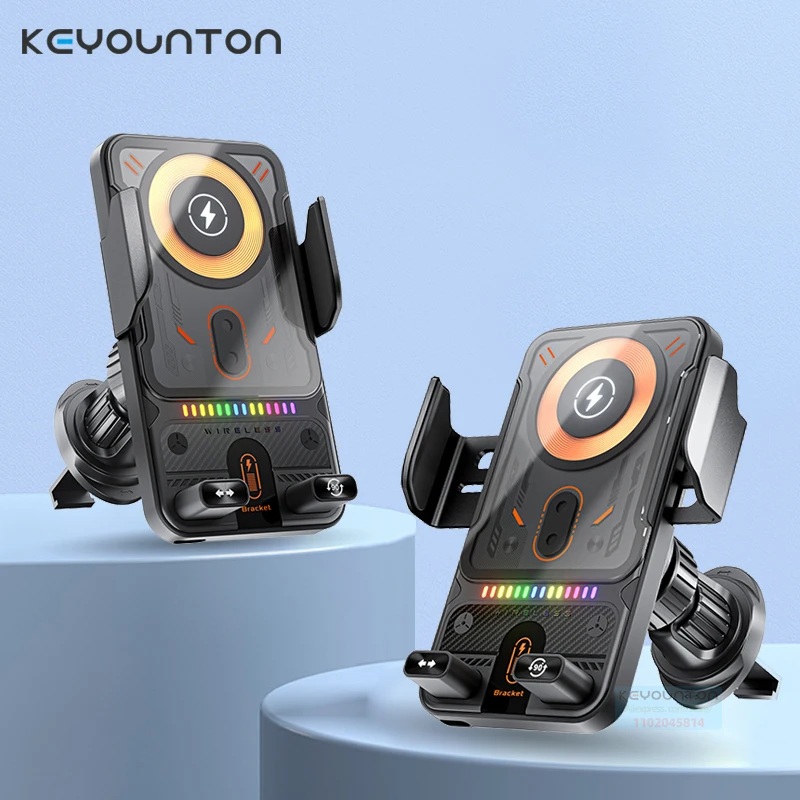 

Wireless Car Phone Holder 15W Wireless Fast Charging Infrared Induction Phone Stand Universal Transparent for iPhone Xiaomi