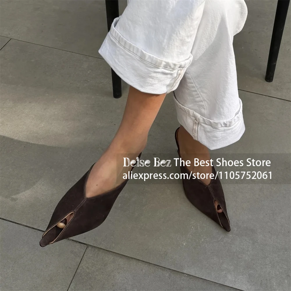 Suede Pointed Toe Stiletto Mules Minimalist Backless Slip on High Heel Mule Sandals Customized Multicolor Handmade Summer Shoes