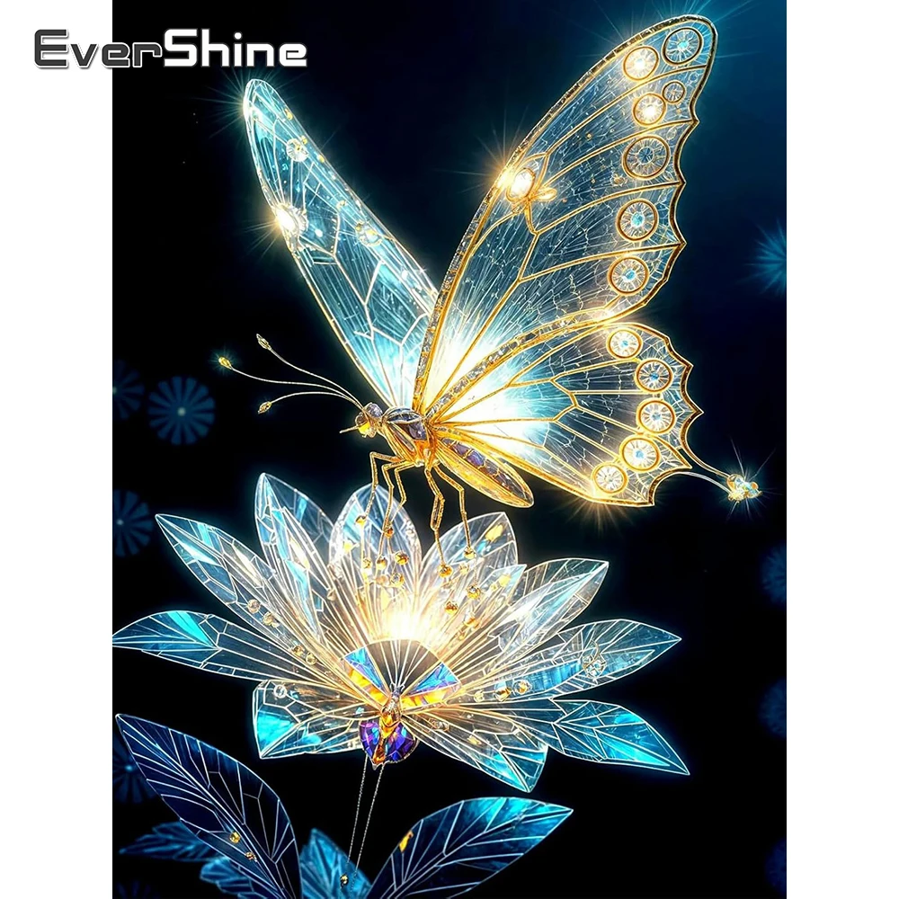 Evershine Bedrucktes Kreuzstich-Set, Schmetterling, unbedruckt, 11 CT, Stickerei, Tierbild, Handarbeit, Blume, handgefertigtes Geschenk