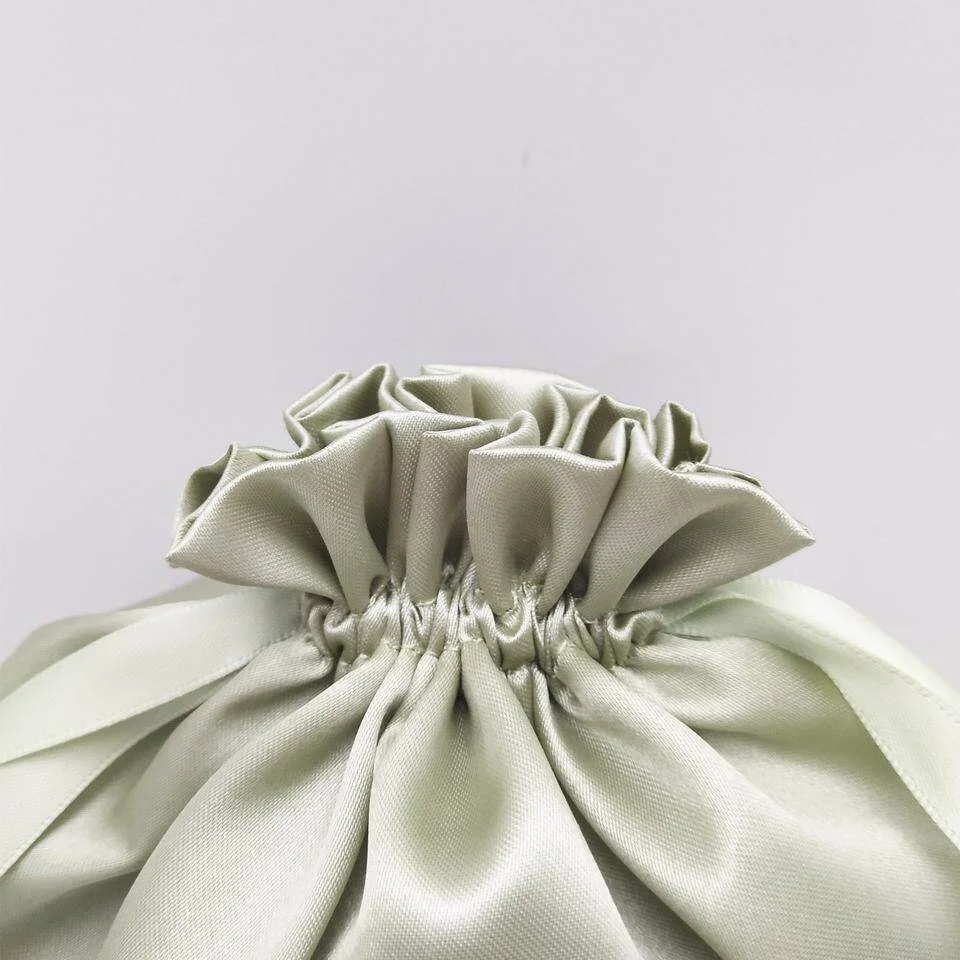 Cool Summer Satin Drawstring Gift Bag Light Mint Green Fabric Reusable Goodie Bag For Beach Pool Birthday Party Guest Souvenir - view 4