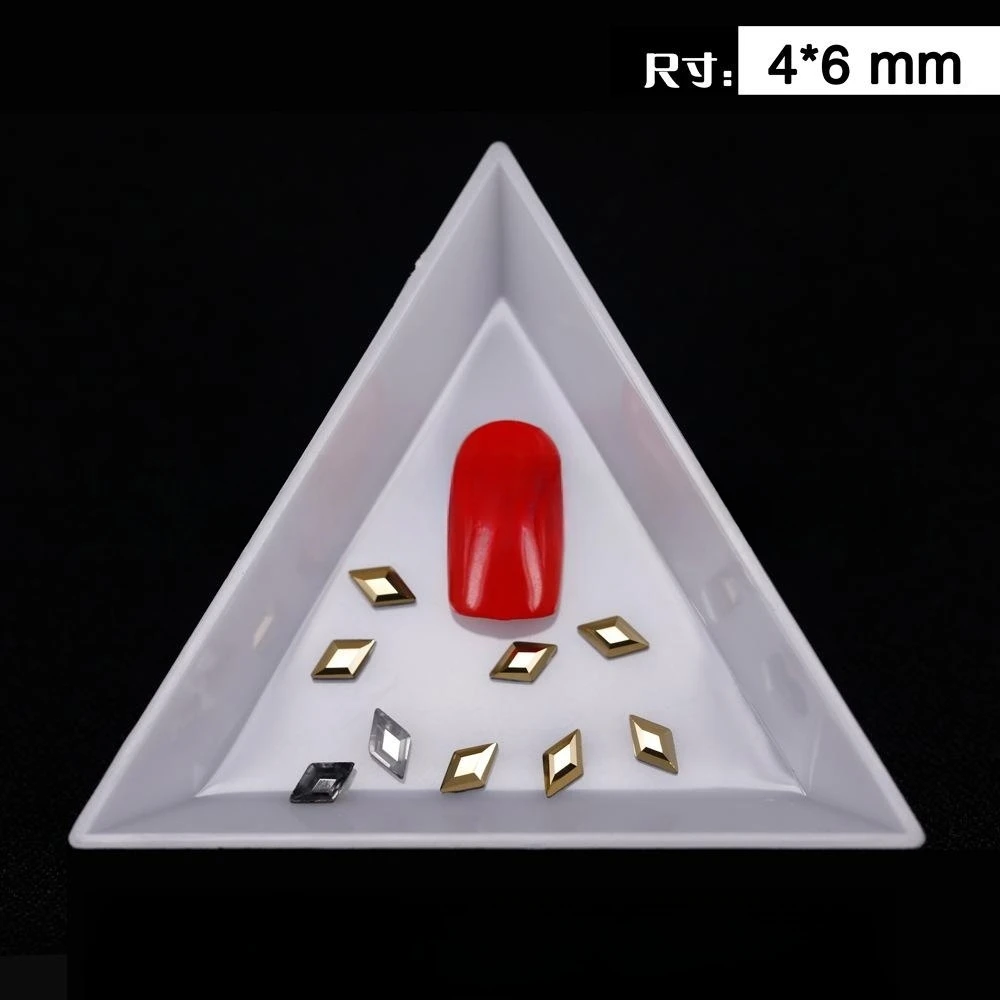 100/500pcs 4*6mm 18Colors Rhombus Shape Boutique Flat bottom nail art rhinestones Glass crystal 3D nail decoration wholesale