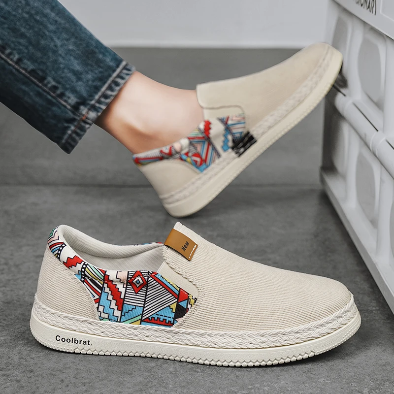 Flat Canvas Shoes For Men Fisherman Linen Cloth Loafers Summer Men\'s Sneakers New Style Shoes Sneakers Male Casual Shoes Man