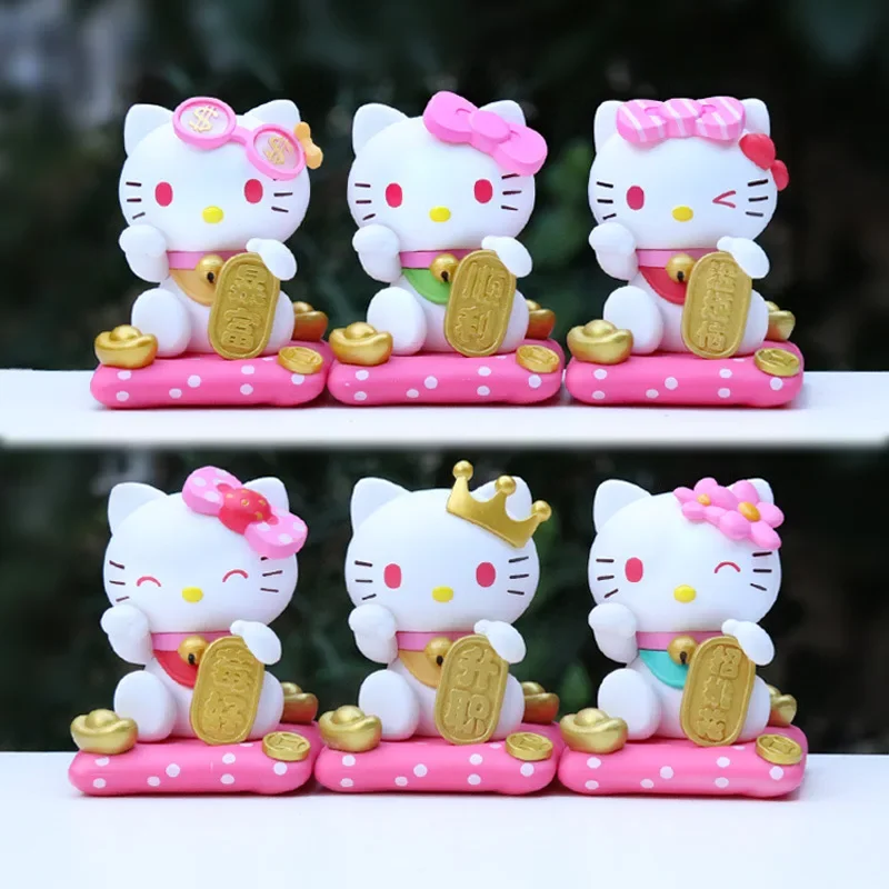 

Sanrio Hello Kitty Lucky Cat Series мультяшная игрушка настольный орнамент фигурка украшение детский подарок на день рождения и Рождество