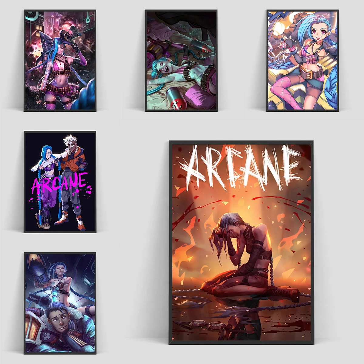 League of Legends Arcane Jinx Game Poster Decoration Pictures Room Wall Decor Print Painting on Canvas Home Decorations Art Home