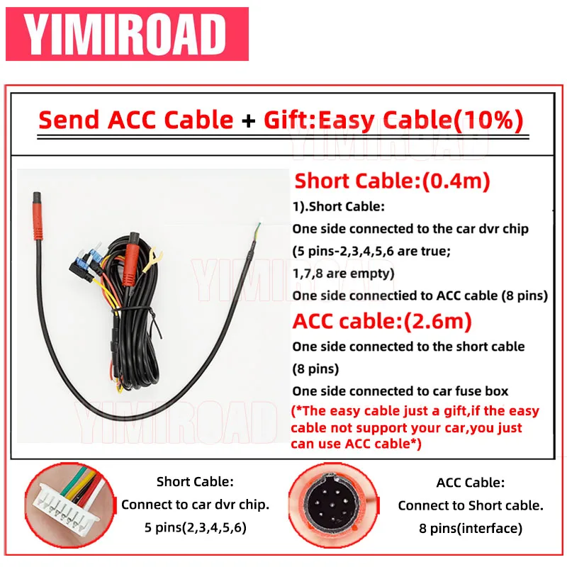 Yimiroad ECST01 Wifi Car Dvr Video Recorder DashCam Dash Cam Plug And Play Cable For Seat Rain Sensor Cable (Not Support Return)