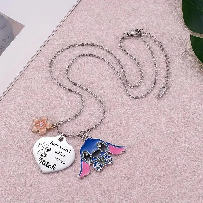 

Lilo & Stitch Disney Fashion Necklaces Pendants for Couple Anime Jewelry Accessor Cute Necklace Sweater Chain Girl Boy Kids Gift