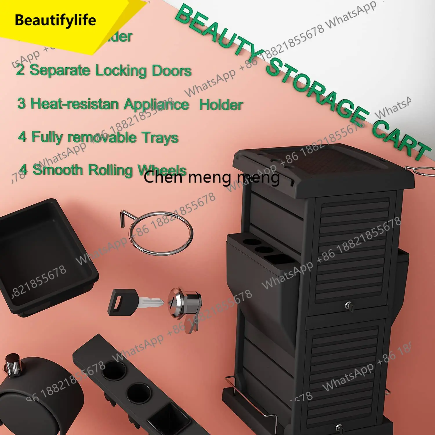 

01A Barber cart, beauty tool cart, hair salon cart, plastic hair salon, removable dyeing and ironing rack