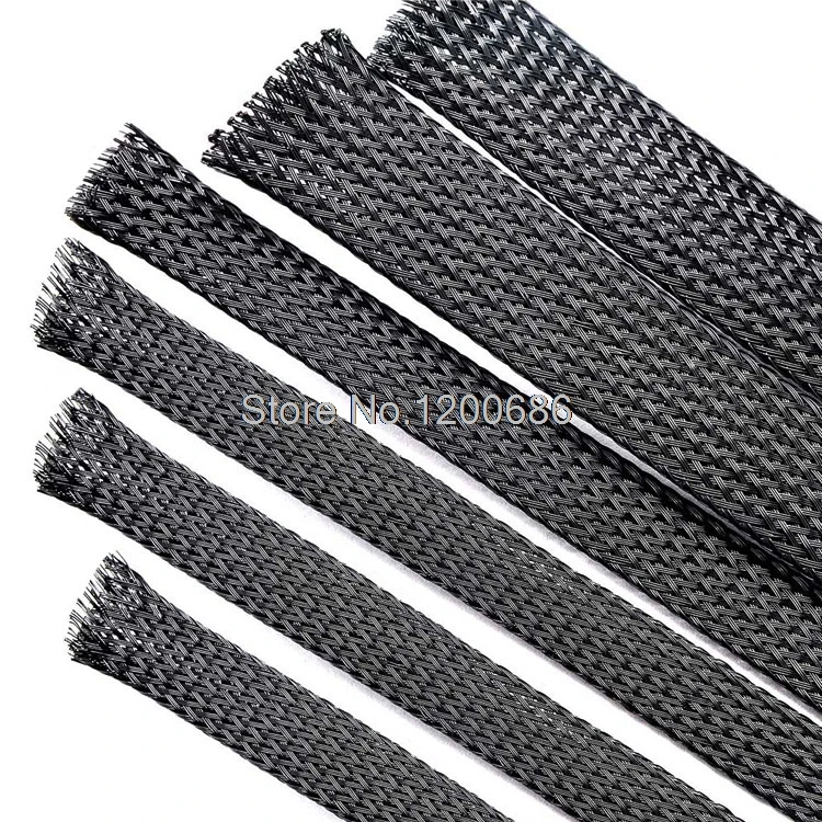 

20M 6mm Black Nylon Braided Cable Sleeving black Snakeskin Protecting PET Nylon Sleeve Expandable Sleeves