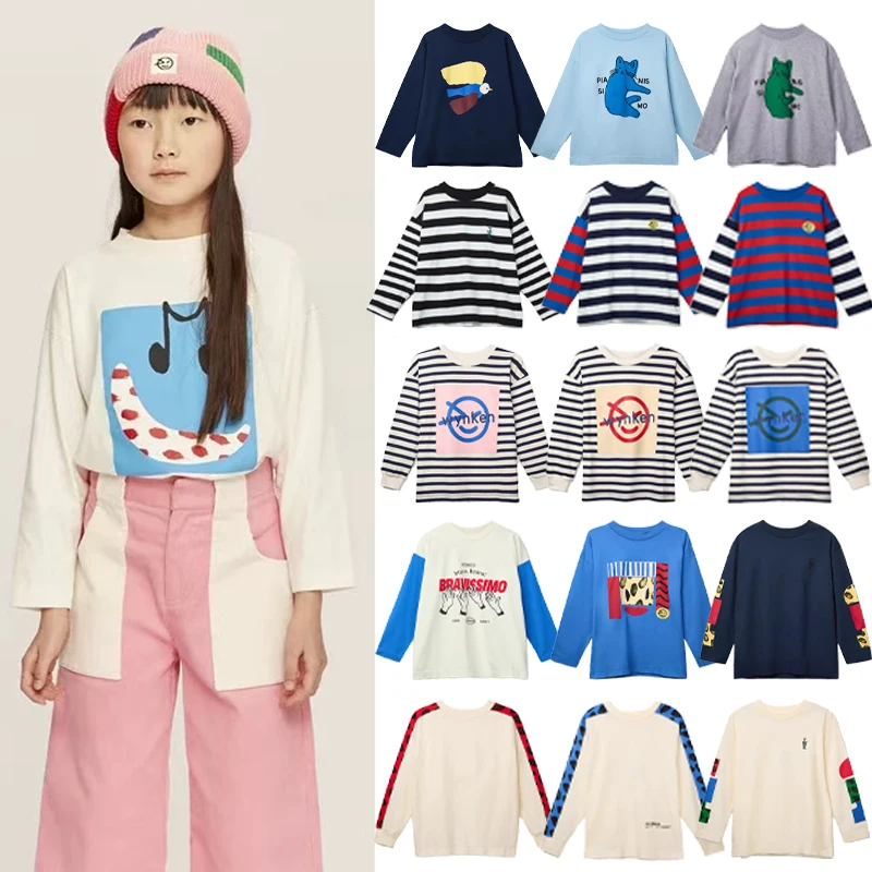 

Children's Long Sleeved T-shirt 2025 New Autumn Boys Round Neck Casual Top Girls Cute Printed Long Sleeved T-shirt Kids Clothing