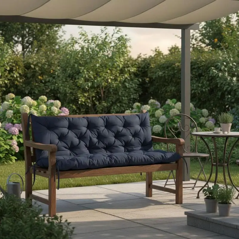 Seat cushions for benches, bench cushions with fastening straps, for up to 3 people, foam filling, seat cushions