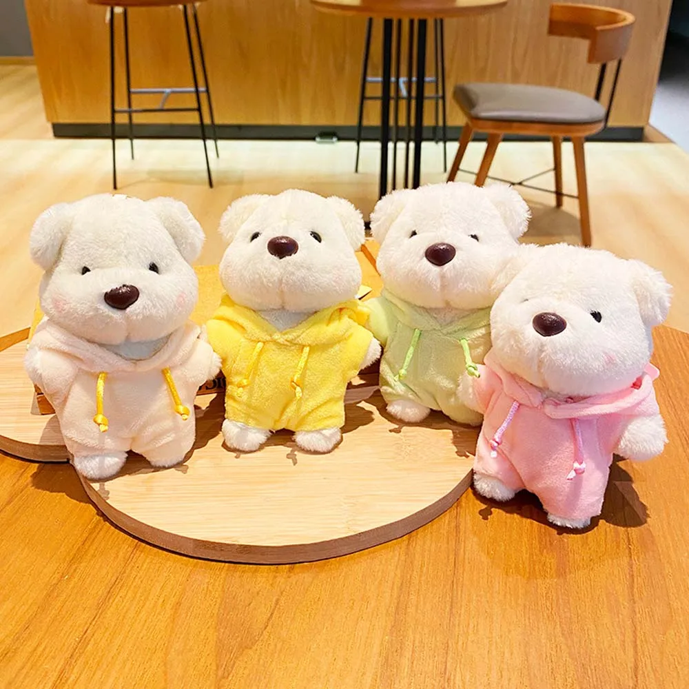 Wear Hoodies Bear Plush Keychain Bag Hanging Stuffed Cartoon Bear Plush Doll White Bear INS Animal Plush Car Keyring