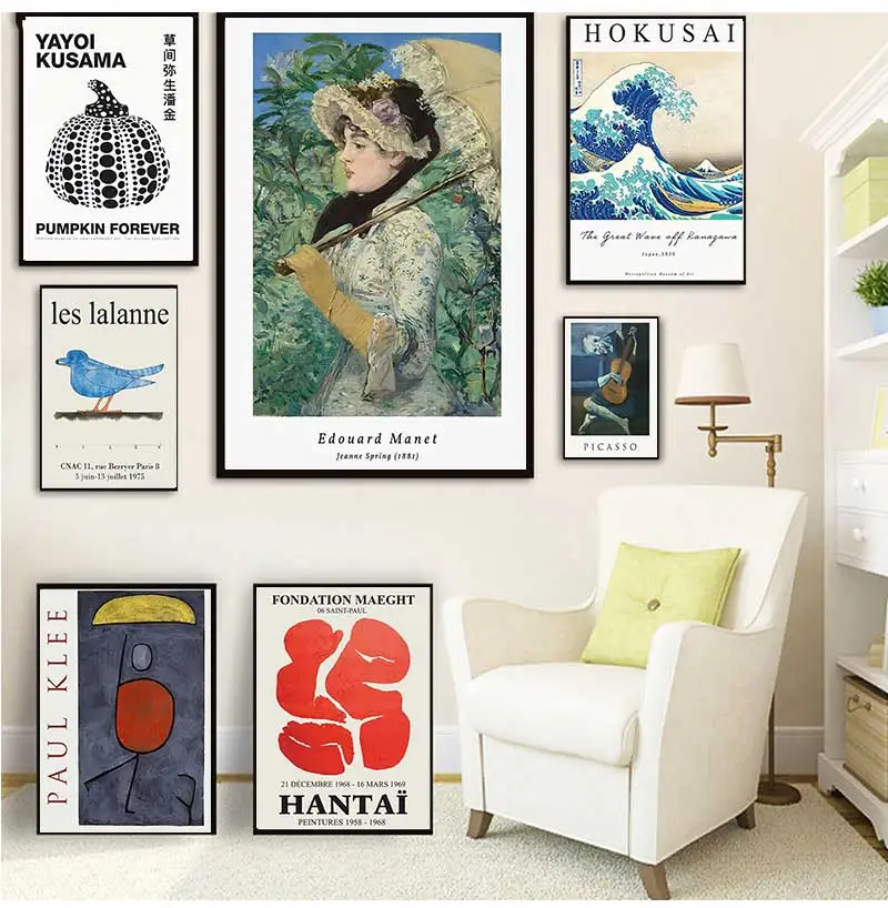 Paul Klee Yayoi Kukasa Hokusai Eclectic Wall Art Painting Canvas Nordic Posters And Prints Wall Pictures For Living Room De Corr