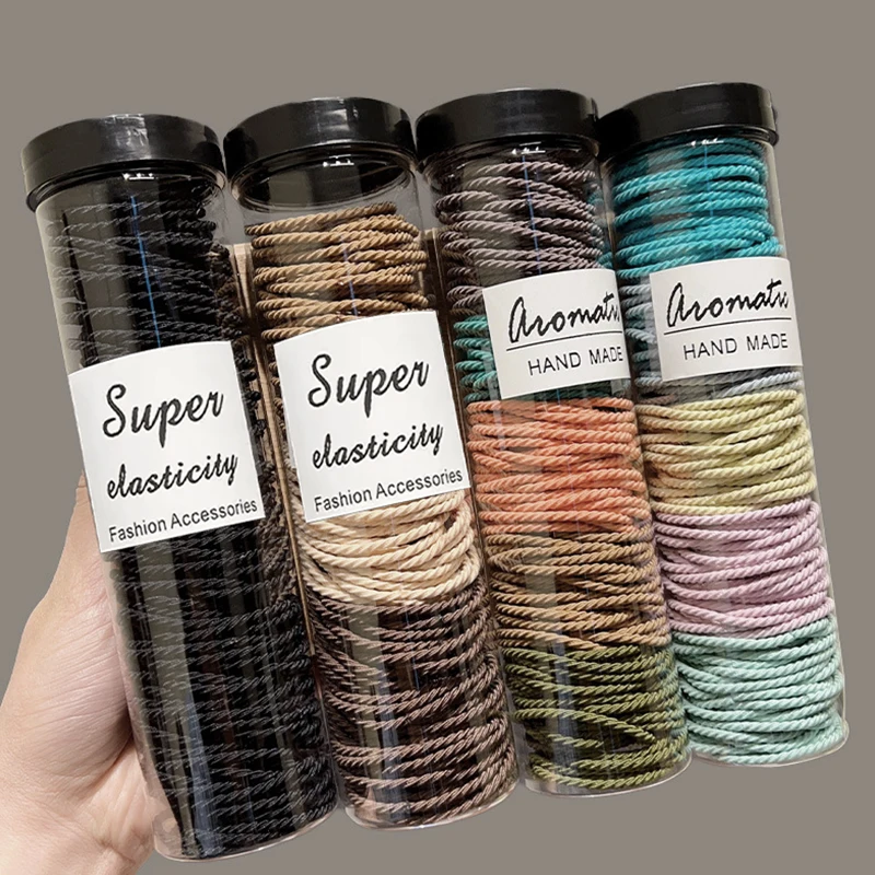 

100 pieces of high-end canned solid color hair rope, elastic rubber band, hair tie, headband, versatile for all seasons