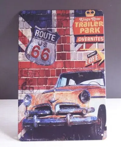 Route US 66 Poster Retro Tin Signs Metal Plate Wall Decor Hainging