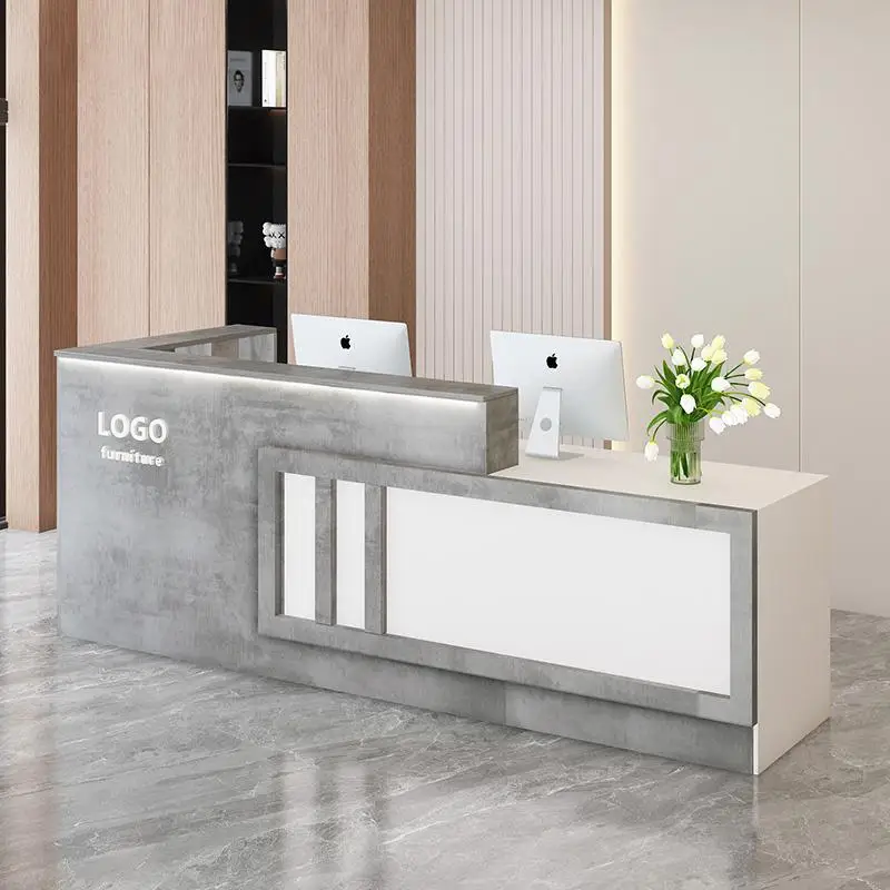 

Modern Reception Desk Counter Luxury Beauty Trendy Storage Nordic Reception Desk Counter Cashier Hair Salon Commercial Furniture