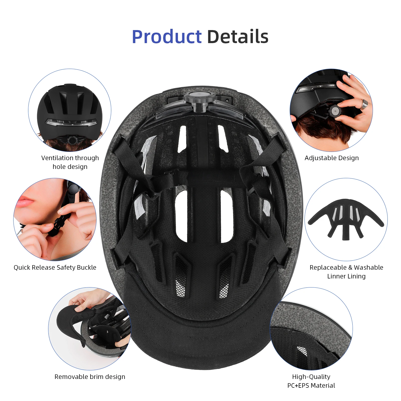 Ulip Smart Bicycle Helmet With LED Turn Signal Lights For Men Female Safety Night Electric Car Scooter Bike Riding Helmet Parts