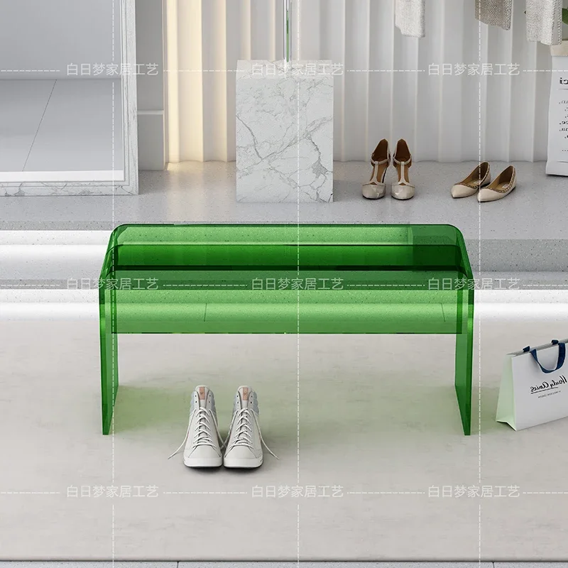 Transparent acrylic bench makeup stool simple modern clothing store fitting room shoe changing stool rest