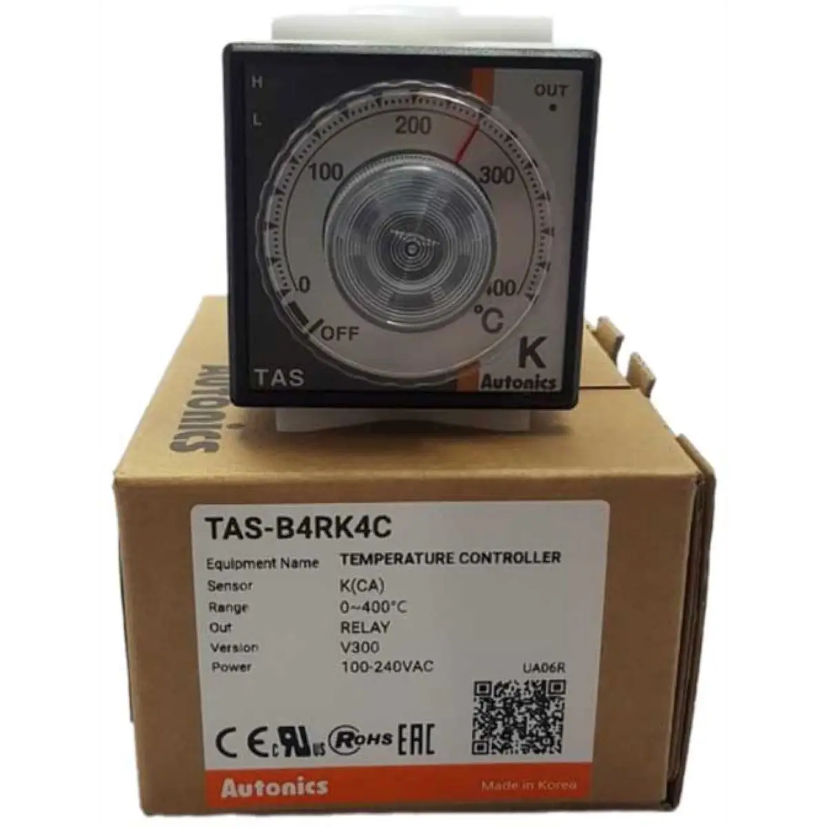 

TAS-B4RK4C Temp Control, 1/16 DIN, Analog, PID Control, Relay Output, K Thermocouple, 400 C, 100-240 VAC