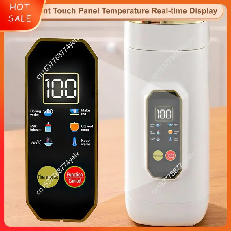 غلاية صغيرة ذات 6 درجات الحرارة 450 مل، غلاية سفر محمولة مع شاشة LED، قابس الاتحاد الأوروبي، للشاي والقهوة والتخييم A62X