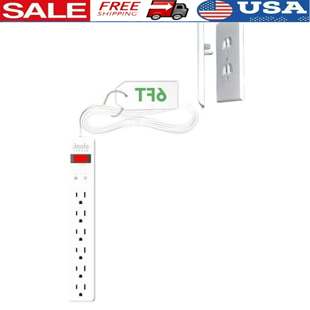

6-Outlet Concealer 6ft Extension Cord Surge Protector Cable Management Kit Home Decor Clutter-Free Solution