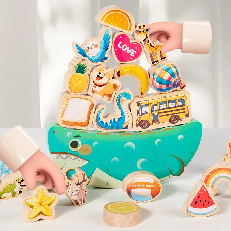 Wooden Montessori Toys Stars Moon Balance Blocks Board Games 3d Celestial Star Cognition Educational Toys Wooden Stacking Blocks