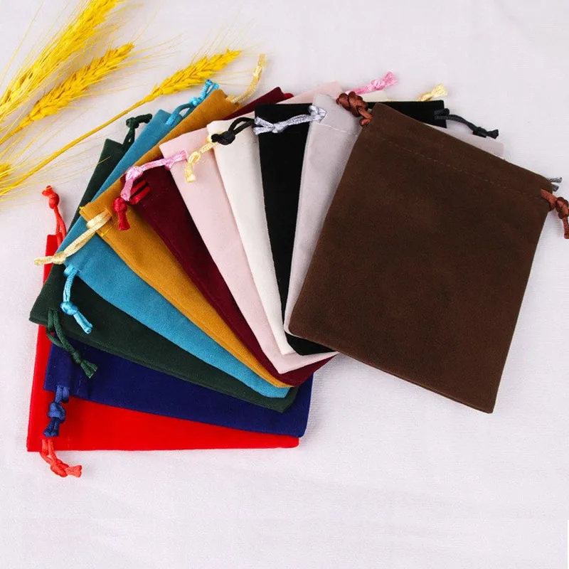 

50 Pcs Jewelry Bags High Quality Thickened Flannelette Cloth Pouch Drawstring Gift Bag for Christmas Wedding Party Multi-Size