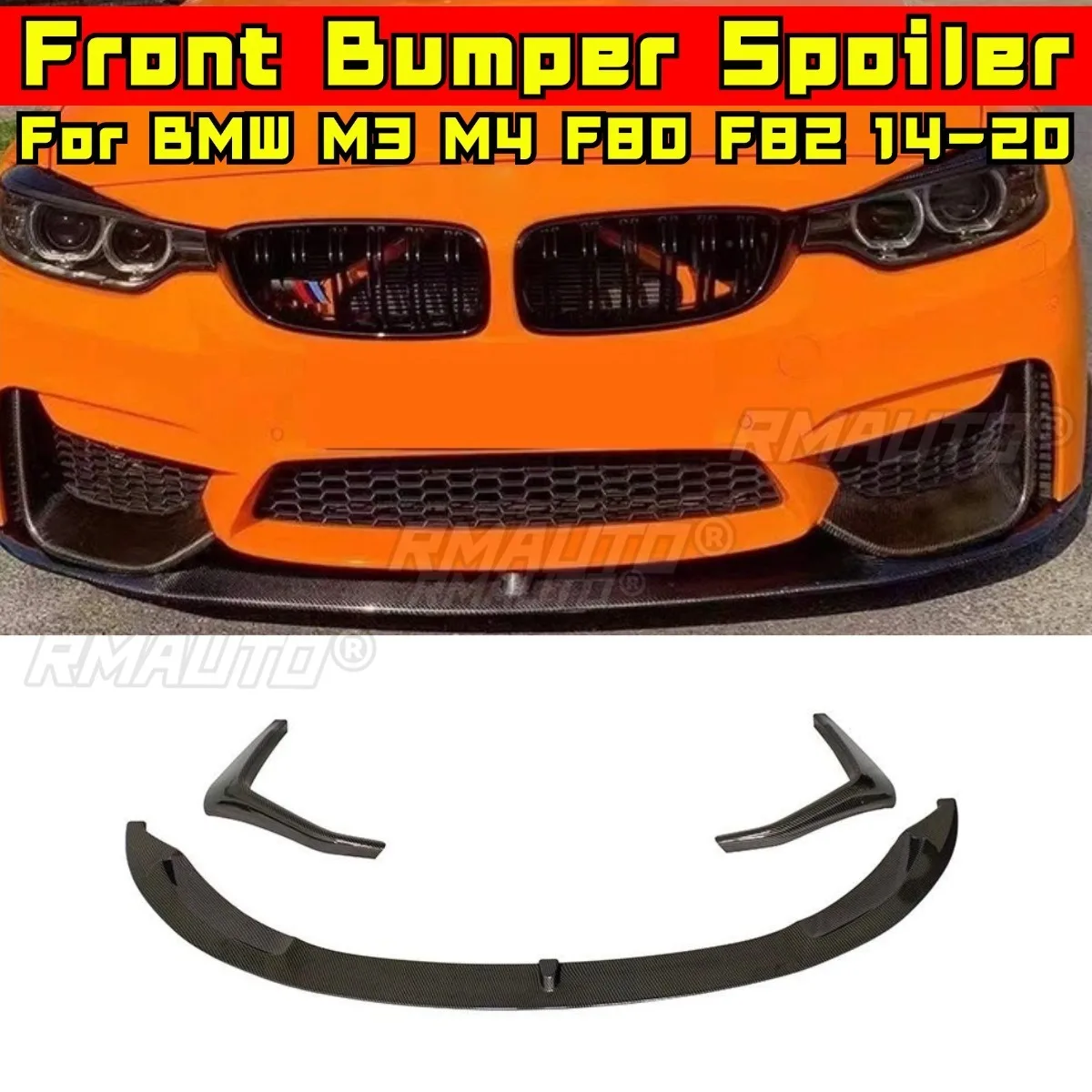 

Car Front Bumper Lip Diffuser Splitter Glossy Black Modification Part For BMW M3 M4 F80 F82 2014-2020 Car Accessories