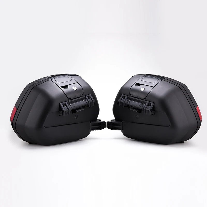 28L Universal PP Motorcycle Side Saddle Bags Pair Quick Lock Luggage Cases For Touring Adventure Bikes, Bracket Sold Separately