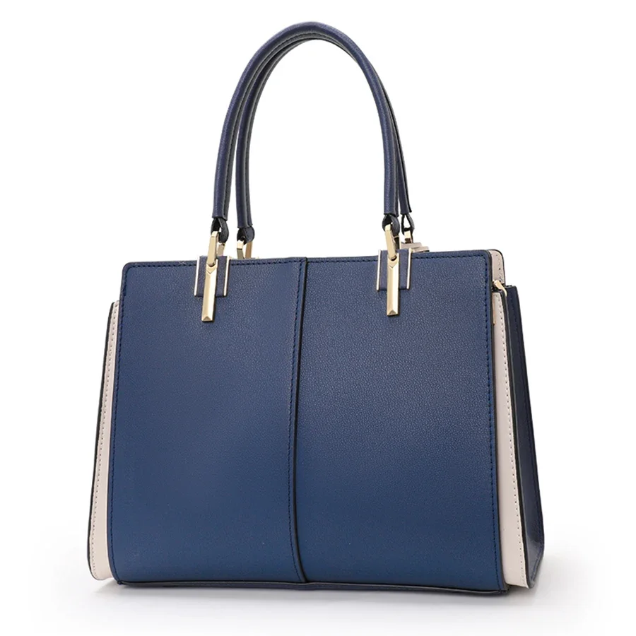 Aidrani Genuine Cowhide Color Block Women's Handbag,Top Handle Shoulder Bag with Detachable Cross Strap, Multi Compartment Purse