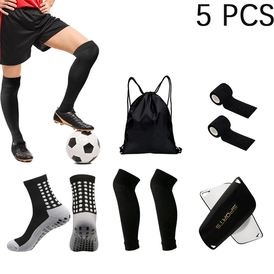 

5 шт. мужские и женские нескользящие дышащие футбольные носки, удобный чехол для ног, спортивная повязка, перегородка, сумка для мяча на шнурке