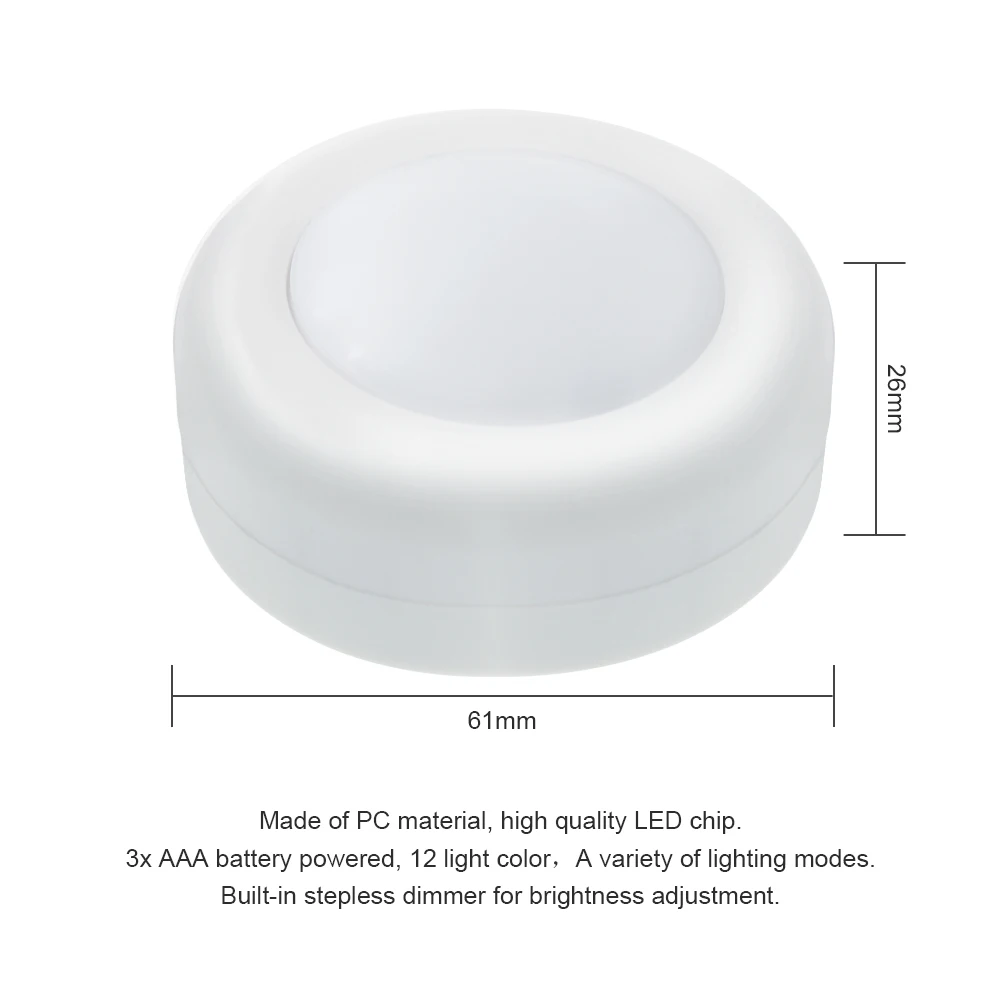 RGB RGBW LED Puck Light with Remote Night Lamp Dimmable Stick On Lights For Home Kitchen Wall Wardrobe Cabinet Closet