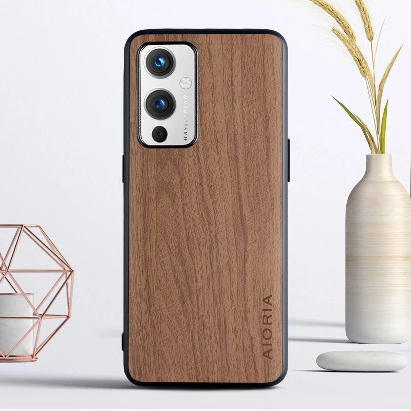 for Oneplus 10 9 Pro 5G 9Pro 9 Case Luxury Wood Texture PU Leather Soft Anti-knock Protective Back Cover for One Plus 1+9 Funda