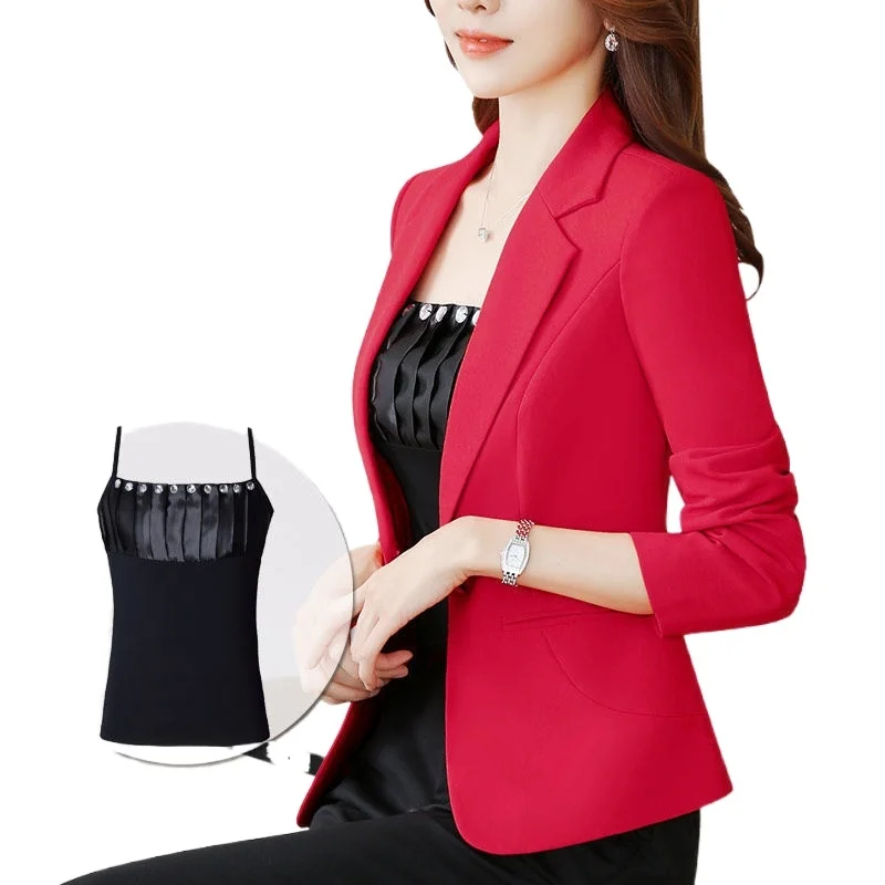 

plus Women's size fashion slim fit suit jacket spring and autumn tops