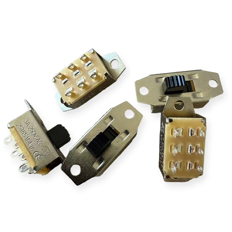 10PCS SS-22G08 （2P2T）Toggle Switch 2-position Double Row 6-pin Upright With Ears 3A 250VAC Hair Dryer Slide Power Switch